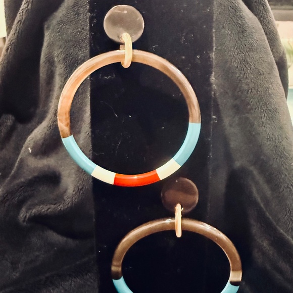 Resin Hoop Earrings 925MX - Picture 1 of 8